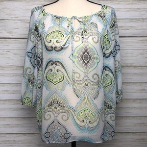 Ana 3/4 Sleeve Lightweight Sheer Blouse